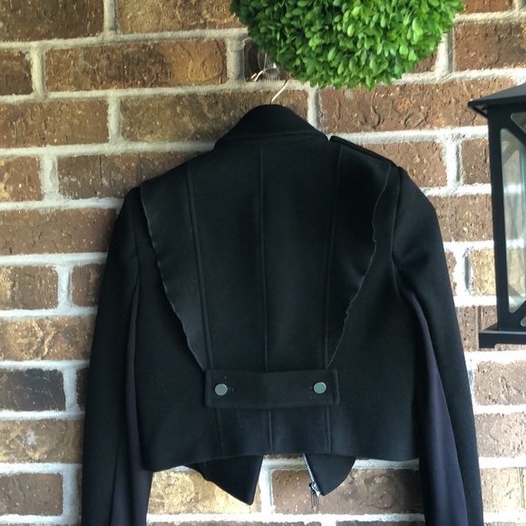 BCBGMAXAZRIA Black Fay Ruffled Moto Jacket - Picture 8 of 12